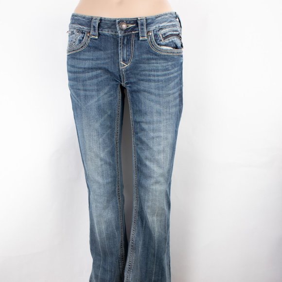Rerock Express Boot 2S (29 X 30) Women's Denim Jeans Medium Wash Zip Fly - Picture 1 of 13